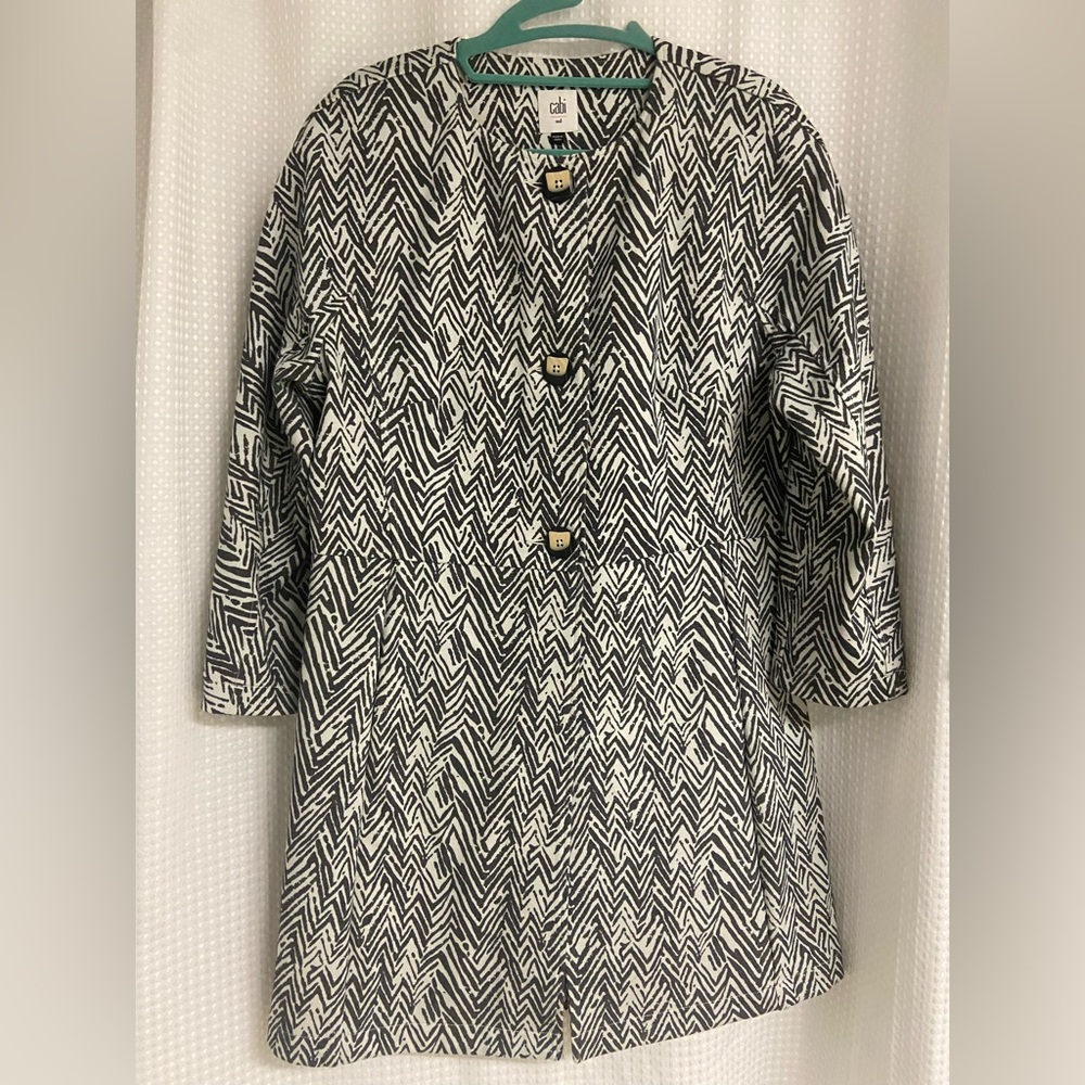 CAbi #3034 Black and White Patterned Coat